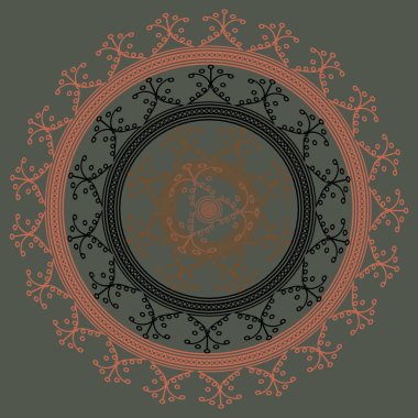 Basit renkli soyut mandala. Basit şekiller oluşan parlak dairesel süsleme. 