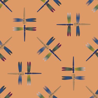 Yusufçuk, vektör çizim ile Dikişsiz soyut desen. Desen kartı, davet, ambalaj kağıdı, tekstil kumaş için 