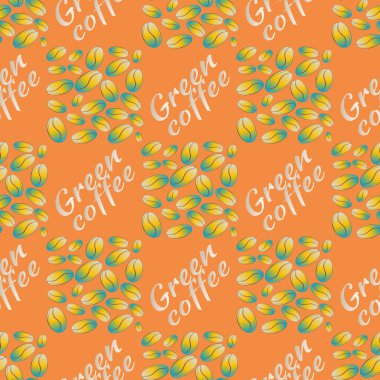 Yeşil kahve çekirdekleri Dikişsiz desen arka plan