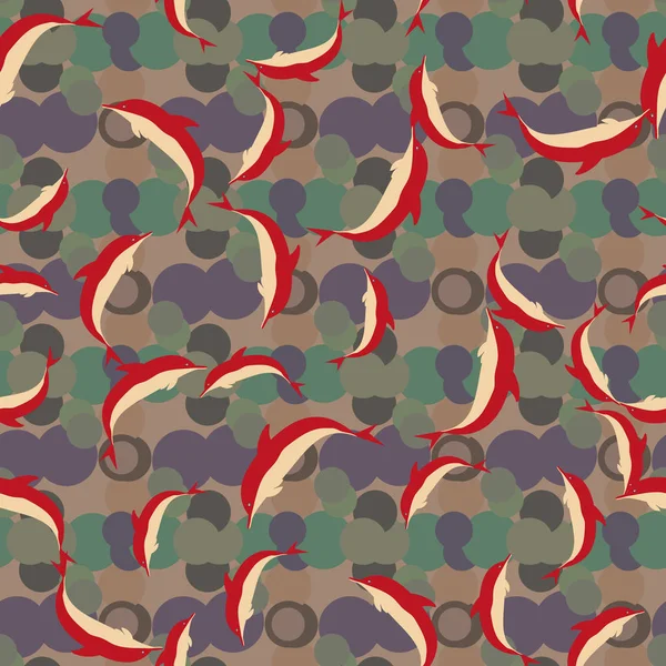 Gekleurde Dolfijnen Naadloze Patroon Afbeelding — Stockvector