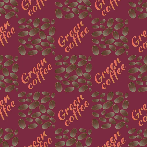 Yeşil Kahve Çekirdekleri Dikişsiz Desen Arka Plan — Stok Vektör