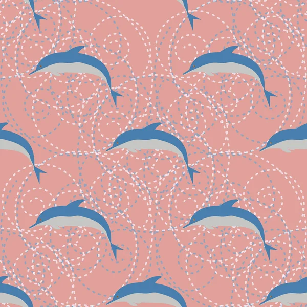 Декоративный Цветной Бесшовный Узор Милыми Дельфинами — стоковый вектор