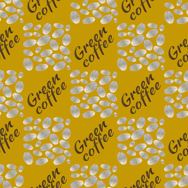 Granos Café Verde Sin Costura Patrón Fondo — Vector de stock