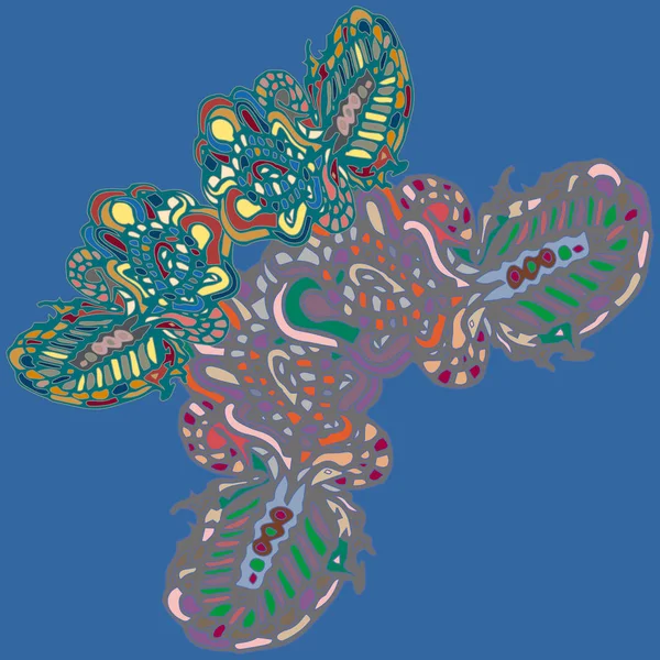 抽象柄カラフルな明るい蝶翼 繊維印刷 ベクトル図 生地デザインを壁紙します — ストックベクタ