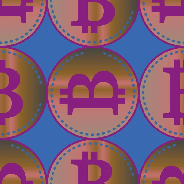 Motif Sans Couture Avec Brillantes Pièces Lumineuses Coûteuses Bitcoins — Image vectorielle