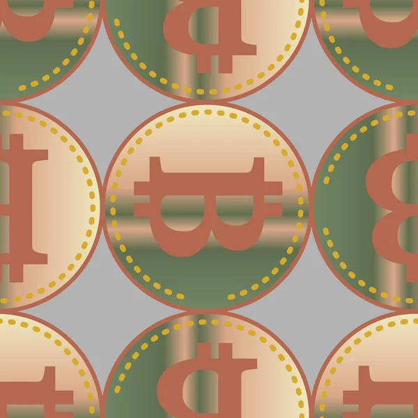 Motif Sans Couture Avec Brillantes Pièces Lumineuses Coûteuses Bitcoins — Image vectorielle
