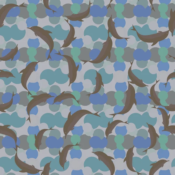 Golfinhos Coloridos Sem Costura Padrão Ilustração — Vetor de Stock