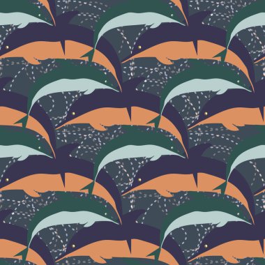 Dekoratif renkli seamless modeli sevimli yunuslar ile