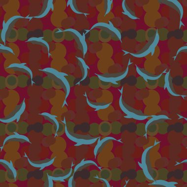 Renkli yunuslar Dikişsiz desen, çizim