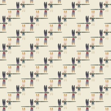 Dekoratif renkli seamless modeli ile şirin yusufçuk