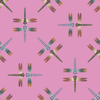 Yusufçuk, vektör çizim ile Dikişsiz soyut desen. Desen kartı, davet, ambalaj kağıdı, tekstil kumaş için 