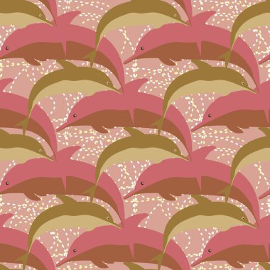 Dekoratif renkli seamless modeli sevimli yunuslar ile