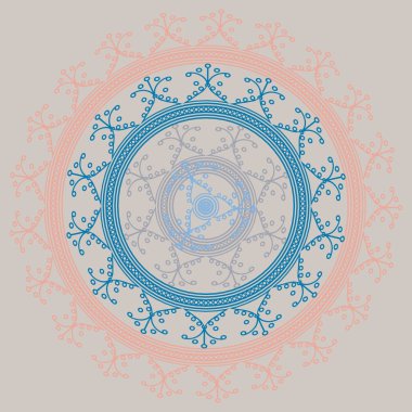 Basit renkli soyut mandala. Basit şekiller oluşan parlak dairesel süsleme. 