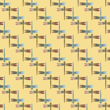 Dekoratif renkli seamless modeli ile şirin yusufçuk