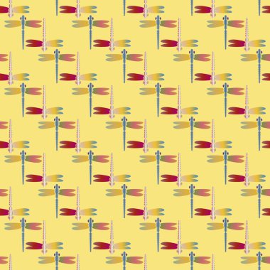 Dekoratif renkli seamless modeli ile şirin yusufçuk