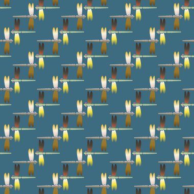 Dekoratif renkli seamless modeli ile şirin yusufçuk