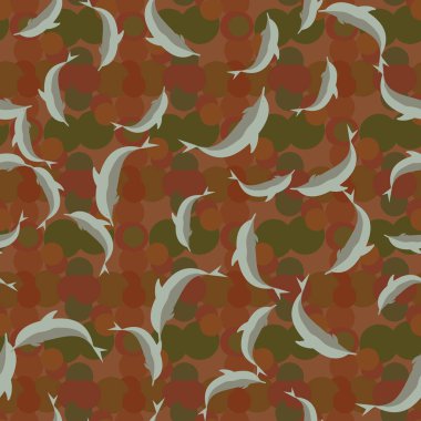 Renkli yunuslar Dikişsiz desen, çizim