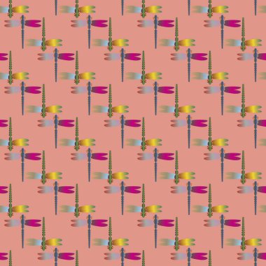 Dekoratif renkli seamless modeli ile şirin yusufçuk