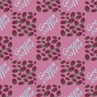 Yeşil kahve çekirdekleri Dikişsiz desen arka plan