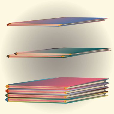 Renkli Notebook yığınları. Vektör çizim
