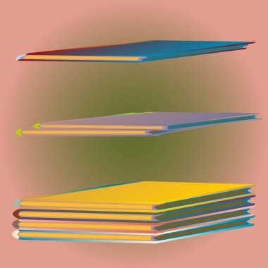 Renkli Notebook yığınları. Vektör çizim