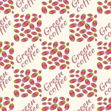 Yeşil kahve çekirdekleri Dikişsiz desen arka plan