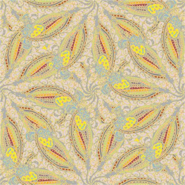 Soyut kumaş çiçek yaprakları arka plan, seamless modeli, vektör çizim