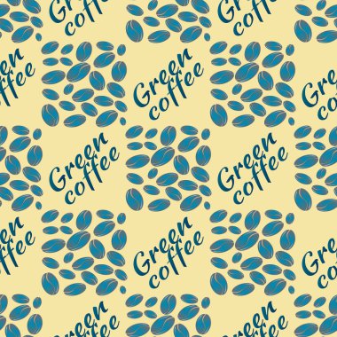 Yeşil kahve çekirdekleri Dikişsiz desen arka plan