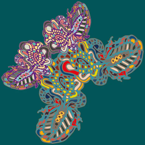 Soyut Desenli Renkli Parlak Kelebek Kanatları Tekstil Baskı Vektör Çizim — Stok Vektör