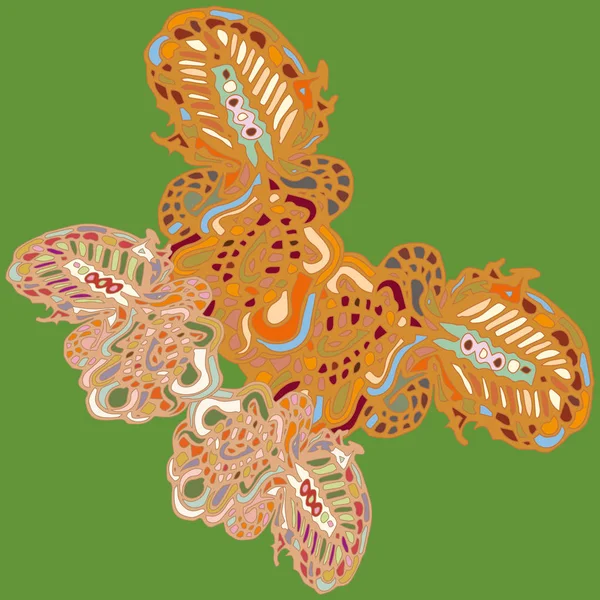 Streszczenie Wzorzyste Kolorowy Motyl Skrzydłami Tkaninie Ilustracja Wektorowa Projektowania Tkaniny — Wektor stockowy