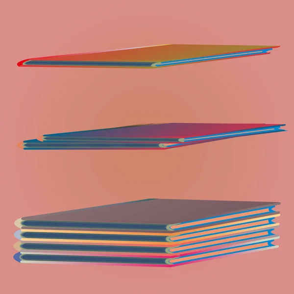 Стійки Різнокольорових Блокнотів Векторні Ілюстрації — стоковий вектор