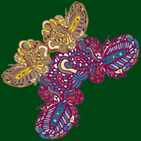 Abstracto Modelado Colorido Brillante Mariposa Con Alas Impresión Textil Ilustración — Archivo Imágenes Vectoriales