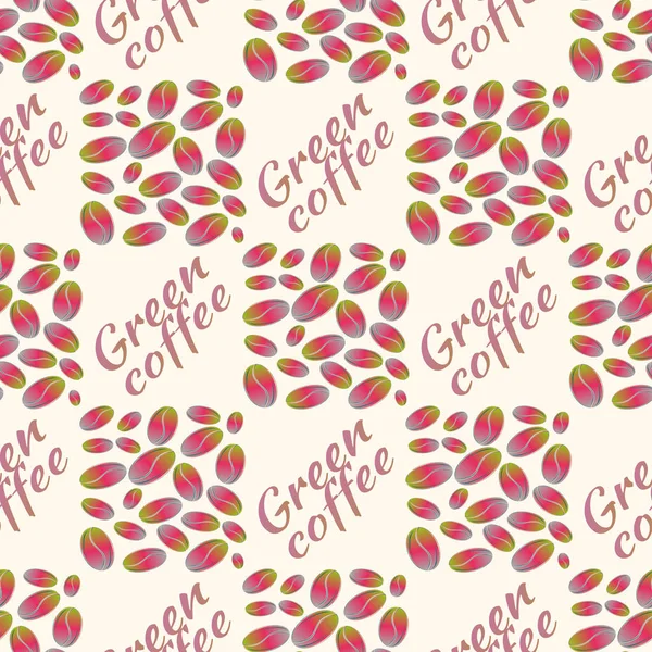 Yeşil kahve çekirdekleri Dikişsiz desen arka plan
