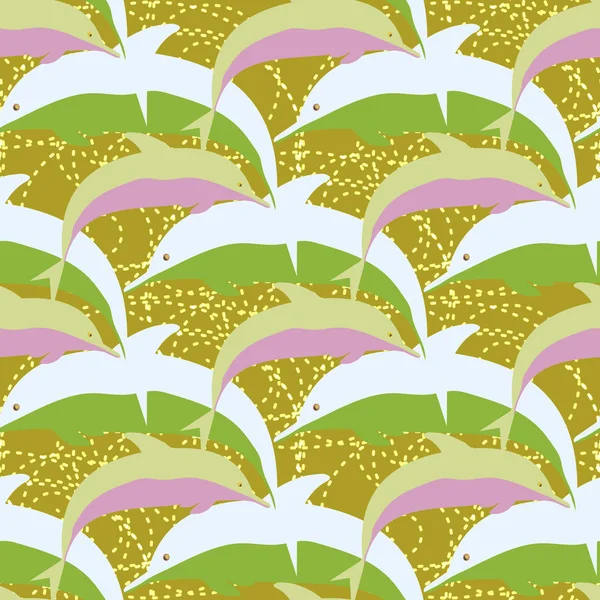 Dekoratif renkli seamless modeli sevimli yunuslar ile