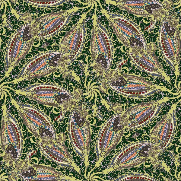 Tissu Abstrait Fond Feuilles Florales Motif Sans Couture Illustration Vectorielle — Image vectorielle