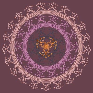 Basit renkli soyut mandala. Basit şekiller oluşan parlak dairesel süsleme. 