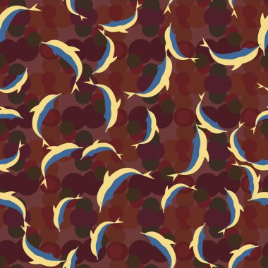 Renkli yunuslar Dikişsiz desen, çizim