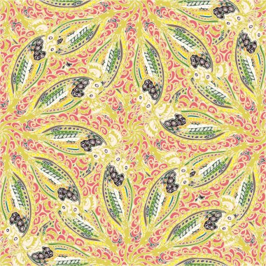 Soyut kumaş çiçek yaprakları arka plan, seamless modeli, vektör çizim