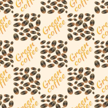 Yeşil kahve çekirdekleri Dikişsiz desen arka plan