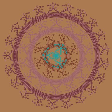 Basit renkli soyut mandala. Basit şekiller oluşan parlak dairesel süsleme. 