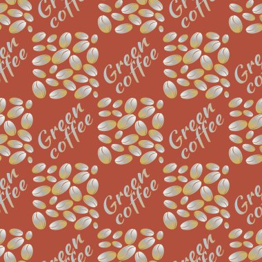 Yeşil kahve çekirdekleri Dikişsiz desen arka plan