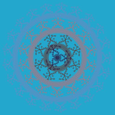 Basit renkli soyut mandala. Basit şekiller oluşan parlak dairesel süsleme. 