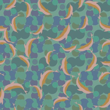 Renkli yunuslar Dikişsiz desen, çizim