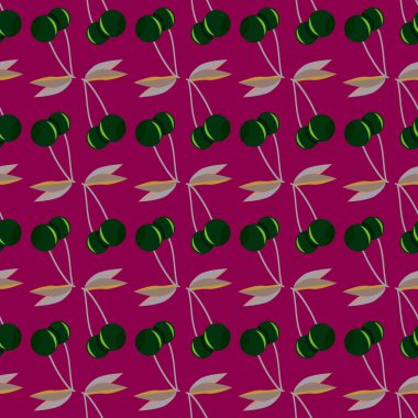 Kiraz, vektör çizim ile vektör seamless modeli 