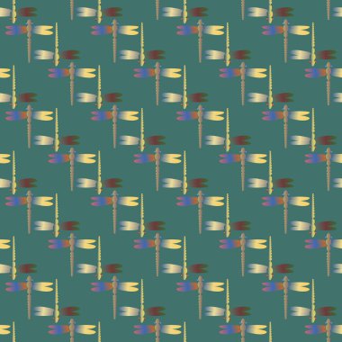 Dekoratif renkli seamless modeli ile şirin yusufçuk