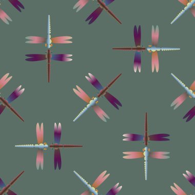 Yusufçuk, vektör çizim ile Dikişsiz soyut desen. Desen kartı, davet, ambalaj kağıdı, tekstil kumaş için 