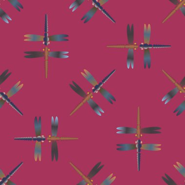 Yusufçuk, vektör çizim ile Dikişsiz soyut desen. Desen kartı, davet, ambalaj kağıdı, tekstil kumaş için 