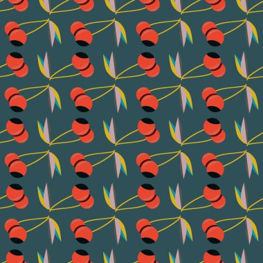 Kiraz, vektör çizim ile vektör seamless modeli 