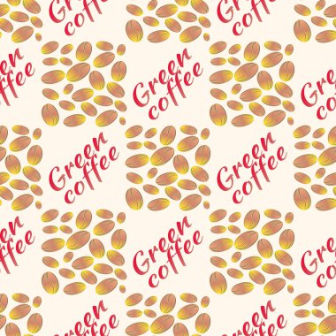 Yeşil kahve çekirdekleri Dikişsiz desen arka plan