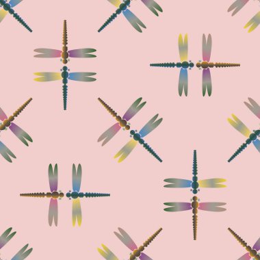 Yusufçuk, vektör çizim ile Dikişsiz soyut desen. Desen kartı, davet, ambalaj kağıdı, tekstil kumaş için 